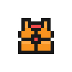 Life vest icon in pixel art design isolated on white background, life jacket vector sign symbol