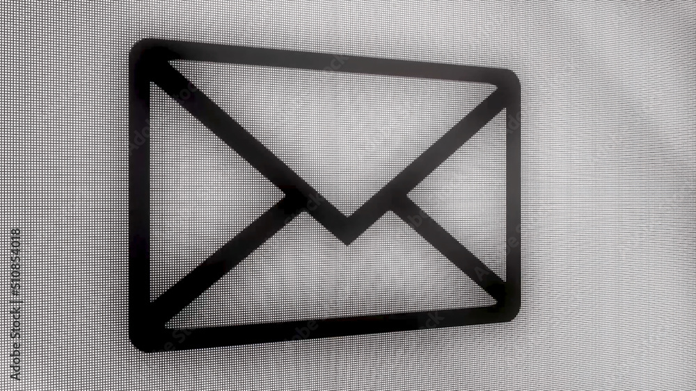 Poster new email message notification on monitor screen. animation of receiving an email