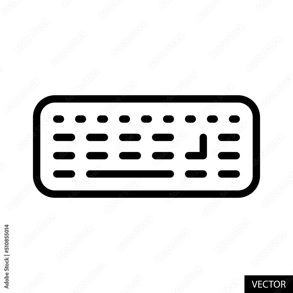 Poster computer keyboard or wireless keyboard vector icon in line style design for website design, app, ui,