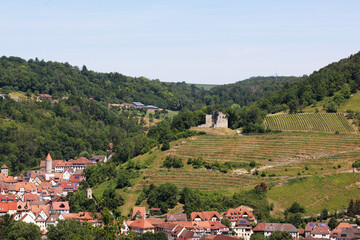 The Ruin of Lichteneck Castle in Ingelfingen, Hohenlohe, Baden-Württemberg, Germany