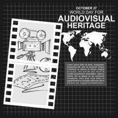 World day for audiovisual heritage, poster and banner vector