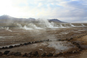 El Tatio hot springs (geisers del tatio), located in Atacama region, in Chile. 