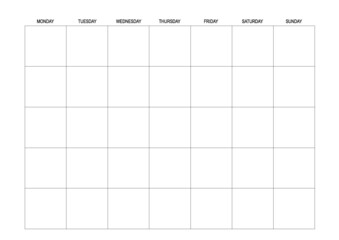 Blank Calendar, Printable Blank Monthly calendar