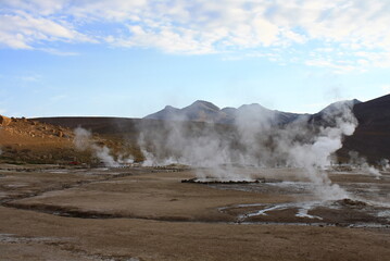 El Tatio hot springs (geisers del tatio), located in Atacama region, in Chile. 