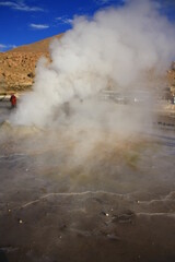 Fototapeta na wymiar El Tatio hot springs (geisers del tatio), located in Atacama region, in Chile. 