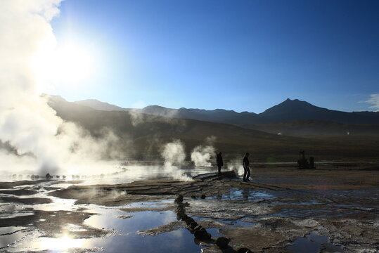 El Tatio hot springs (geisers del tatio), located in Atacama region, in Chile. 