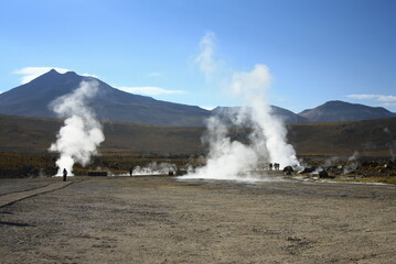 El Tatio hot springs (geisers del tatio), located in Atacama region, in Chile. 