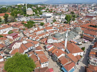 Fototapeta na wymiar Drone view at the center of Skopje in Macedonia