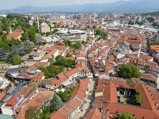 Fototapeta na wymiar Drone view at the center of Skopje in Macedonia