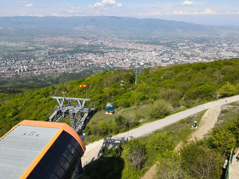 The cableway to mount Vodno from Skopje on Macedonia