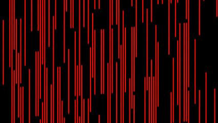 Bright lines move vertically down on black background. Animation. Colored lines rain down on black background. Linear background with hypnotic moving streaks - obrazy, fototapety, plakaty