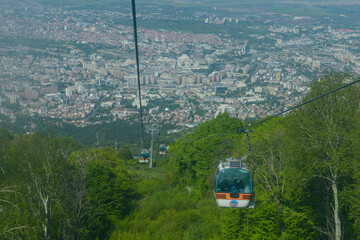 The cableway to mount Vodno from Skopje on Macedonia
