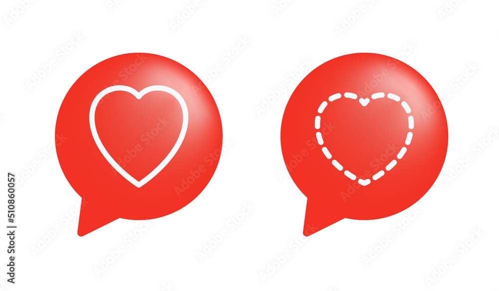Poster speech bubble with heart mark. heart symbol in red speech bubble.