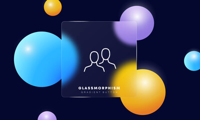 Man line icon. Society, group, company, dialogue, people, work, friendship, relationship, management. Community concept. Glassmorphism style. Vector line icon for Business and Advertising