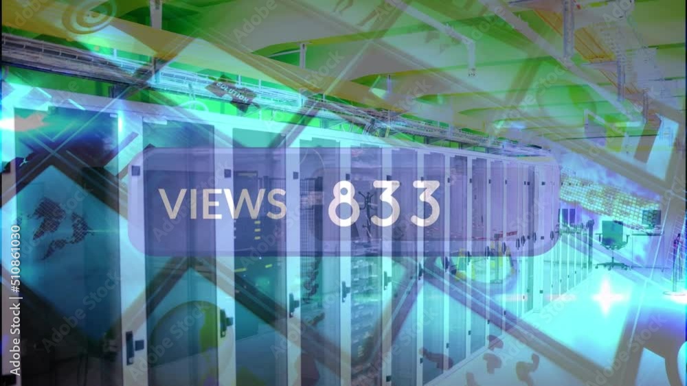 Aufkleber animation of increasing numbers of views over servers