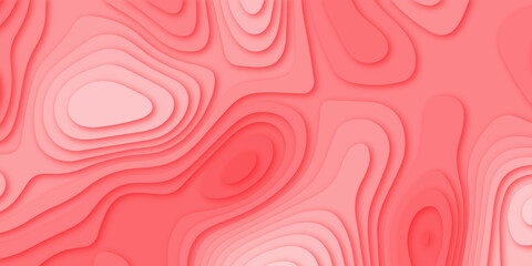 Luxury pink abstract papercut background with 3d geometry circles. pink paper cut banner with 3D slime abstract background and pink waves layers.