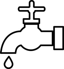 Water Faucet with drop icon logo line art on white background..eps