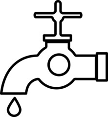  Water Faucet with drop icon logo line art on white.eps