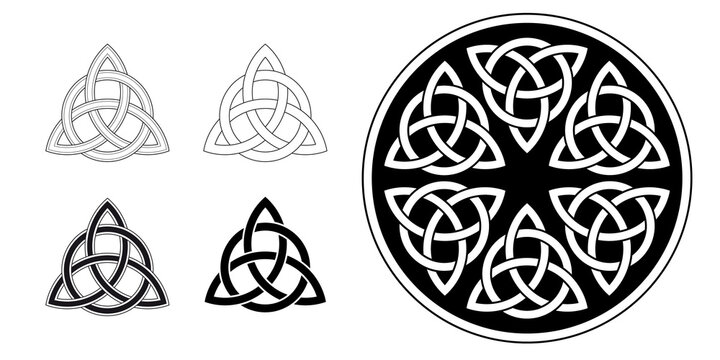Celtic leaf ornament (Infinity knot variation n° 6) in black on white background