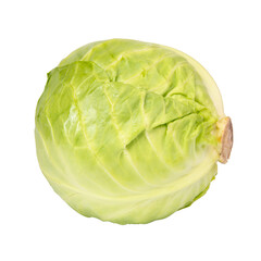 Fototapeta premium Green natural cabbage head isolated on the white background
