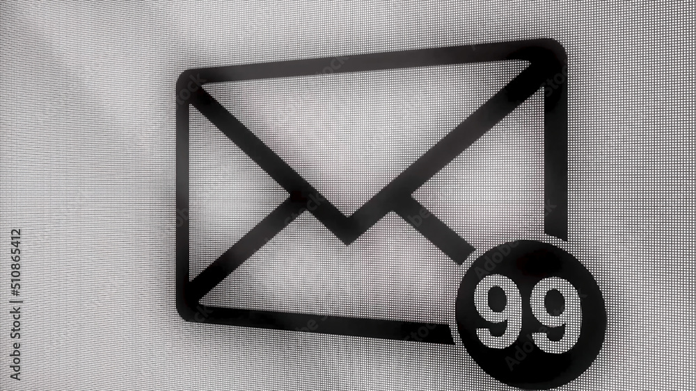 Poster new email message notification on monitor screen. animation of receiving an email