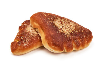 Sweet Bun with filling, isolated on white background.