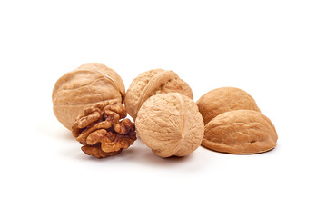 Walnuts, isolated on white background.