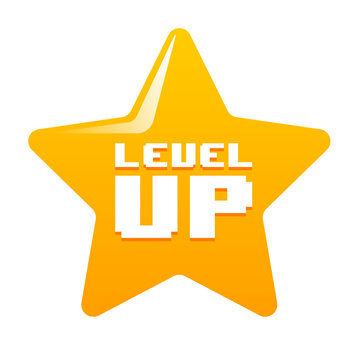 Star for getting a new level. Level up. Earned a level up star.