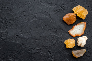 Natural crystal mineral stones. Set of shiny gemstone