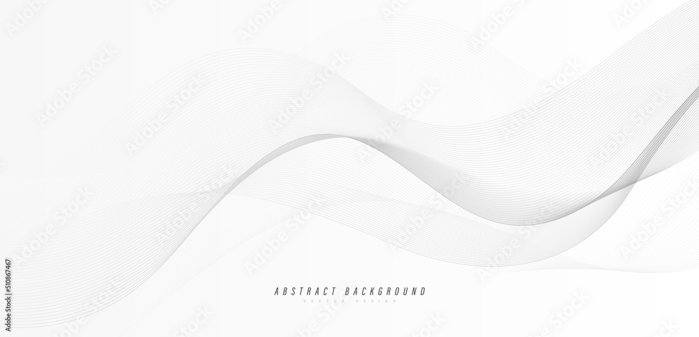 Poster abstract grey wave lines on white background. modern transparent flowing wave lines design element. 