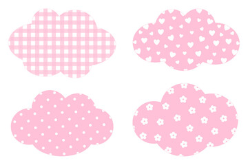 Set pink cloud ornament vector illustration