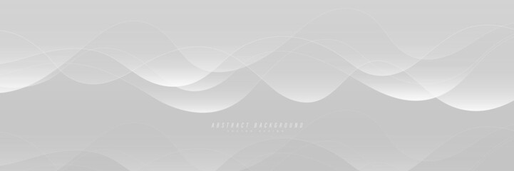 Abstract grey background with modern gradient smooth wave. Elegant white grey gradient dynamic wave overlap texture. Transparent wave design element. Vector illustration