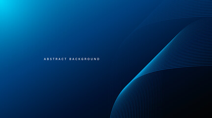 Abstract modern blue gradient background with glowing wavy lines. Futuristic technology concept. Dynamic waves elements. Shiny blue wave lines. Suit for poster, banner, flyer, brochure, website © MooJook