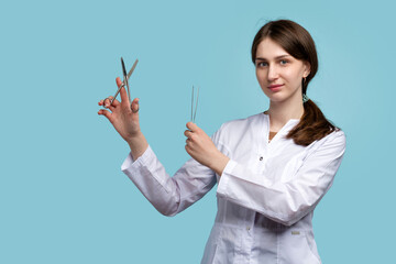 Surgeon with Surgical Instruments