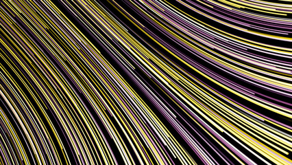 Colorful geometric abstract motion background. Animation. Bright thick stripes flying. Abstraction of multicolored lines rapidly moving in rows on the black background.