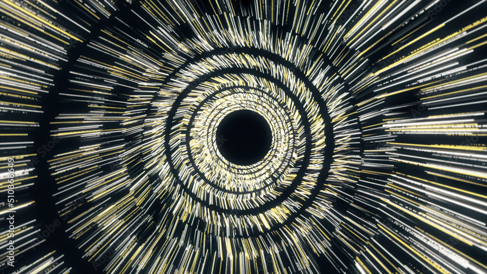 Poster space travelling through a wormhole with the speed of light. animation. flying through an abstract s
