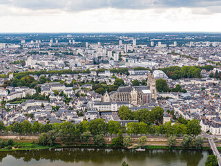 Aerial view of Tours city, Val-de-Loire