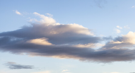 View of Cloudscape during a colorful sunset or sunrise. Taken on the West Coast of British Columbia, Canada. Nature Background