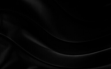 Black gray satin dark fabric texture luxurious shiny that is abstract silk cloth background with patterns soft waves blur beautiful.
