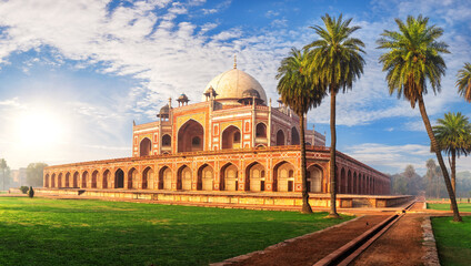 Humayun's Tomb at sunrise, beautiful place of visit, New Delhi, India