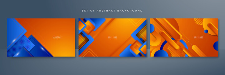 Abstract blue orange banner geometric shapes background. Vector abstract graphic design banner pattern presentation background web template.