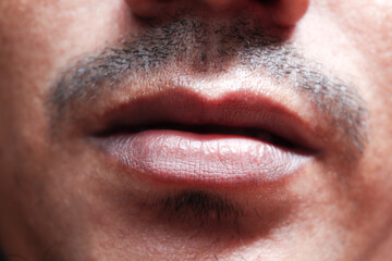 a lips closeup of man