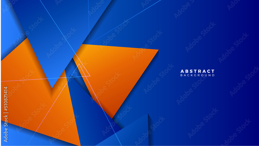 Wall mural modern blue orange banner geometric shapes corporate abstract technology background. vector abstract