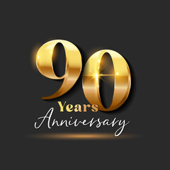 90 years Anniversary Gold Logotype number