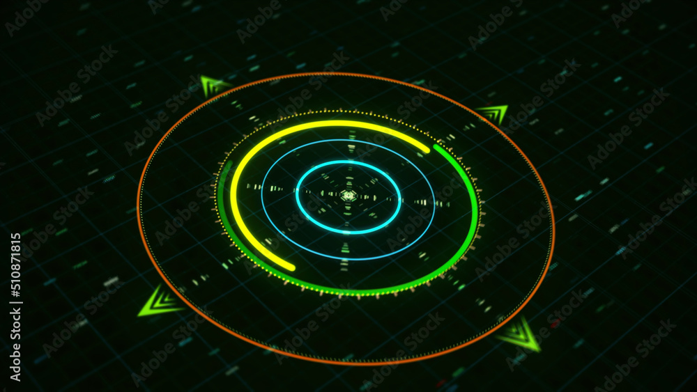 Aufkleber future and innovation concept. animation. abstract animation of circular graph with digits on the da