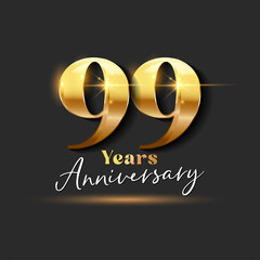 99 years Anniversary Gold Logotype number - obrazy, fototapety, plakaty