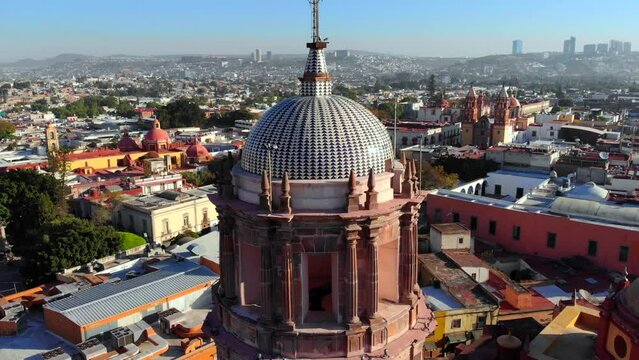 An aerial view of Queretaro City, Mexico. Drone photo in the morning in City center
