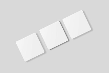 Blank square business card for mockup. 3D Render.