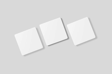 Blank square business card for mockup. 3D Render.