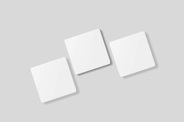 Blank square business card for mockup. 3D Render.